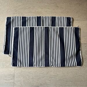 Serena & Lily Navy White Perennial Cabana Stripe Pillow Shams Set of 2
